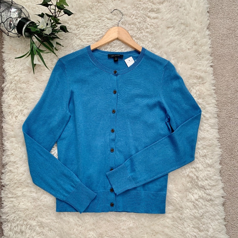 Ann Taylor Crew Neck Cotton Cardigan NWT